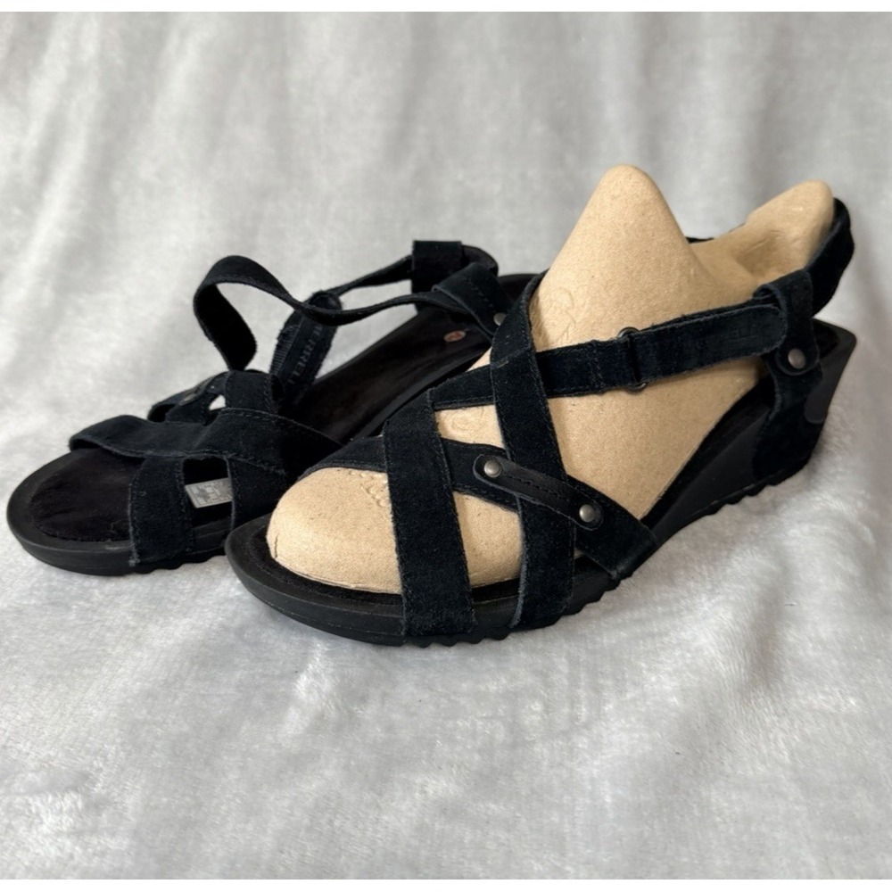 Merrell Revalli Strappy Sandals SZ 11 Platform Suede Black Performance Wear